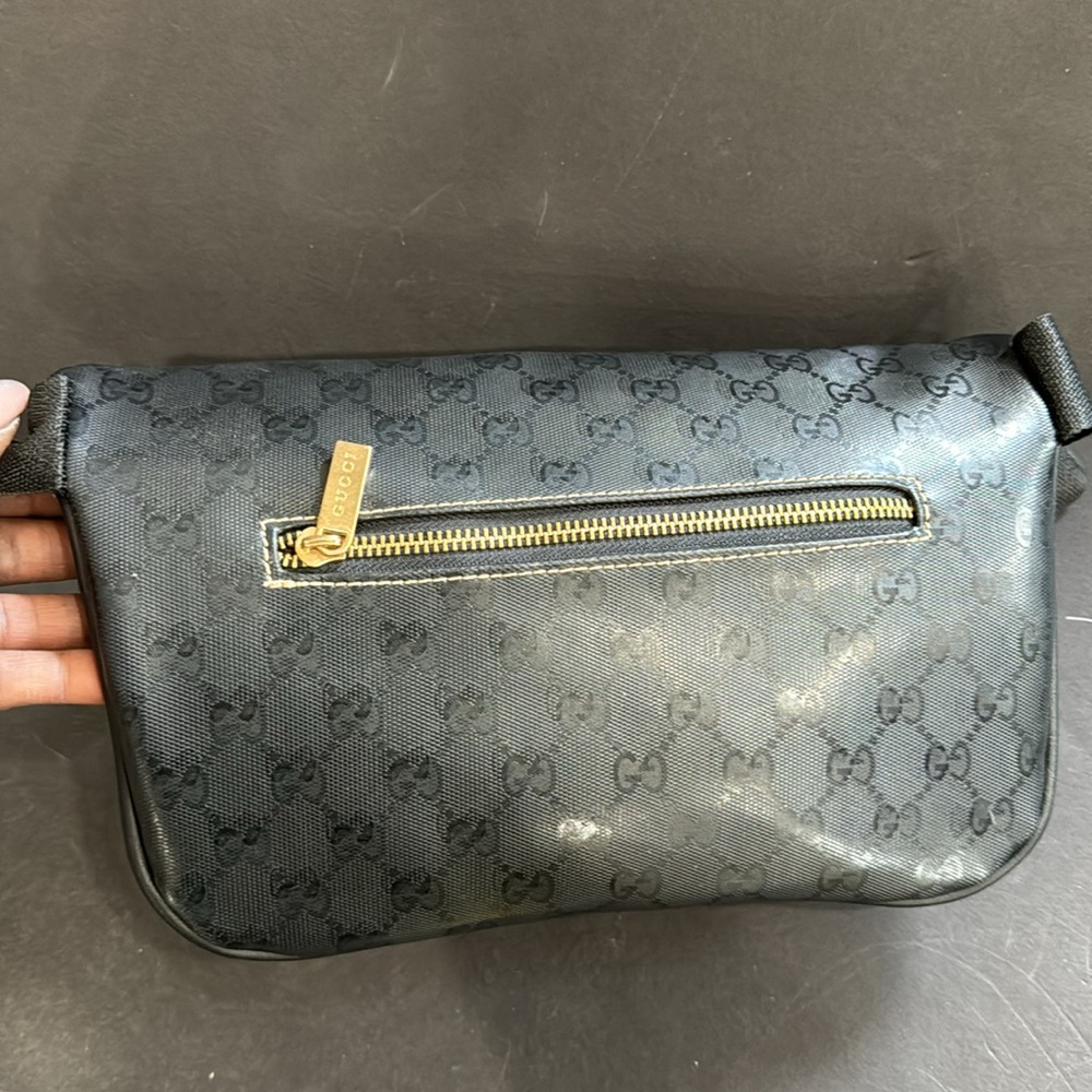 Gucci Black Monogram Belt Bag with Gold Hardware - Picture 5 of 16